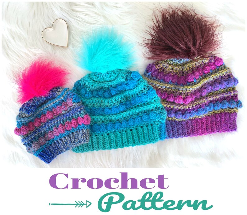 Slouchy Beanie Crochet Pattern Crochet Bobbles Hat Etsy