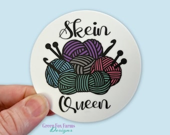 Skein Queen Sticker for Yarn Lover, Waterproof Laptop Decal for Knitter, Crocheter Cute Yarn Decals