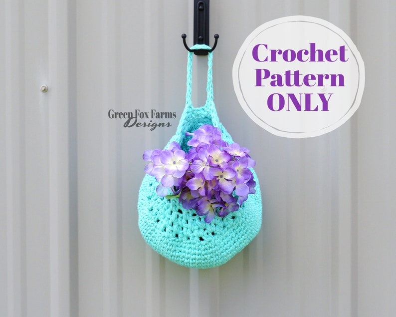 Rustic Hanging Basket Crochet Pattern, Decorative Basket for Farmhouse Home Decor, Useful Basket PDF Crochet Patterns Digital Download image 3