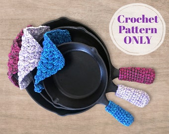 Cast Iron Pot Holder Crochet Pattern, Crochet Iron Skillet Handle Cover Pattern, Modern Home Decor Digital Download ONLY