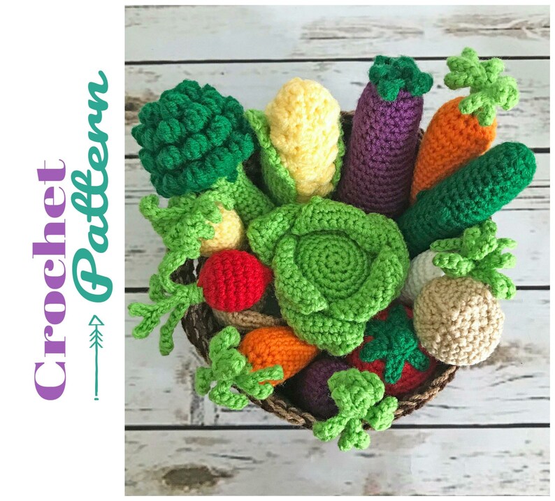 Amigurumi Pattern, Crochet Vegetables, Crochet Toy Pattern, Play Food, Crochet Pattern, Digital Download, Toddler Gift, Toys for Girls image 4