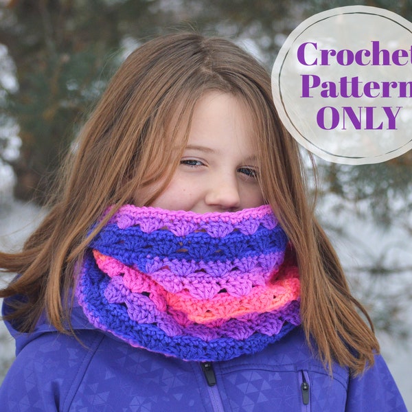 Womens Scarf Pattern, Sweet Stripes Crochet Circle Scarf, Cozy Neck Warmer, Easy Cowl Pattern, Infinity Scarf Women, Digital Download