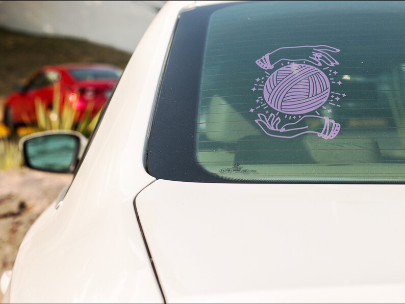 Yarn Magic Car Decal, Magic Hands Sticker, Magical Yarn Lover Vinyl Car Sticker, Aesthetic Car Decal Purple