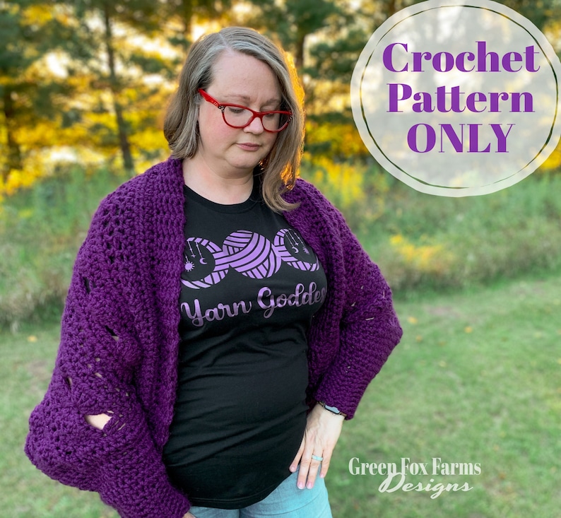 Cocoon Cardigan Crochet Pattern, Oversized Sweater, Chunky Cardigan, Size Inclusive Digital Download Sizes Small to XL 2XL 3XL 4XL 5XL image 1