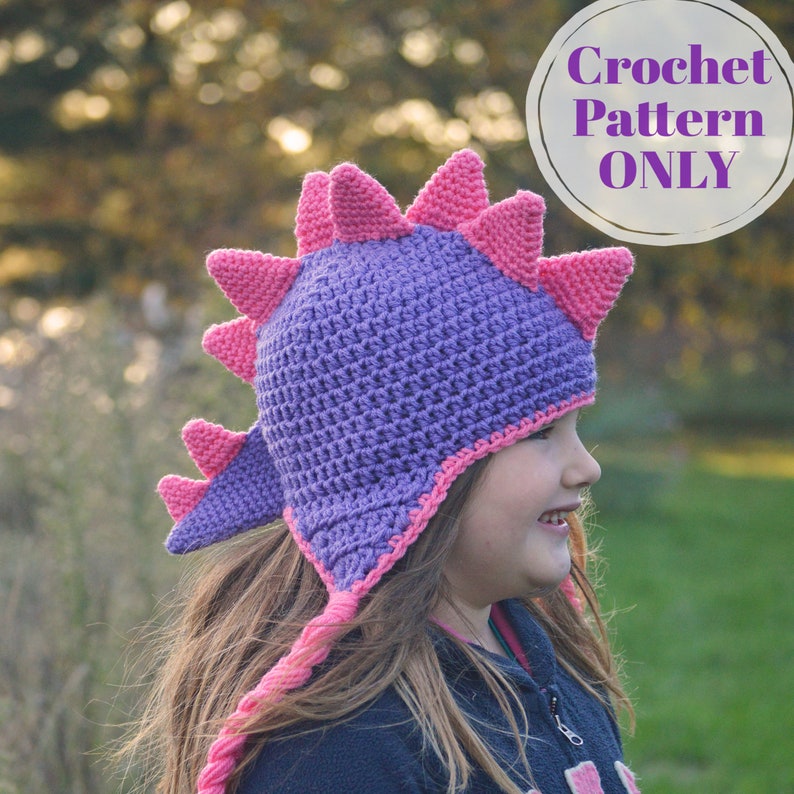 Crochet Patterns, Dinosaur Hat, Dragon Pattern, Jurassic, Crochet Hat Pattern, Dinosaur Crochet Pattern, Winter Hat, Digital Download image 8