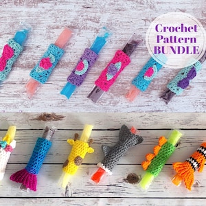 Popsicle Holders Pattern Bundle, Summer Crochet Pattern Set, Unicorn Ice Pop Cozy, Dinosaur Freeze Pop, Pattern Bundle Digital Download ONLY