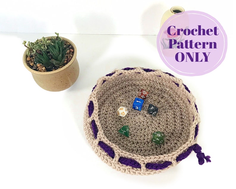Crochet Dice Bag Pattern, D&D Dice Bag and Rolling Tray with 2 Sizes, RPG Dice Bag of Holding Pattern Digital Download ONLY image 5