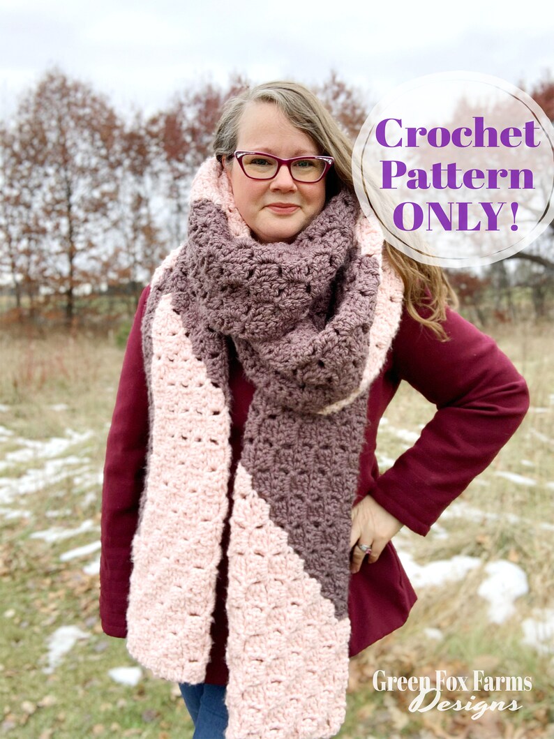 Oversized Scarves Crochet Pattern, Womens Winter Scarf, Chunky Crochet Scarf, Super Long Scarves Winter Accessories Digital Download image 3