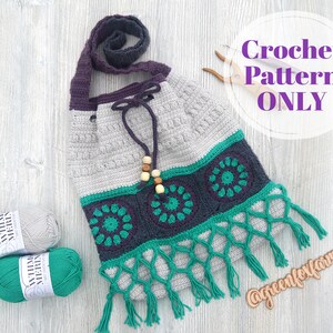Boho Crossbody Bag Crochet Pattern, Hippie Summer Purse, Crochet Hobo Handbag, Shoulder Bag Pattern, Digital Download ONLY image 8
