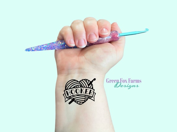 Hooker Temporary Tattoo Cute Fake Tattoos for Crocheters and - Etsy Finland
