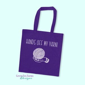 Funny Yarn Lover Project Tote Bag, Crocheter Market Bag, Knitters Tote Bag, Craft Storage Bag, Fiber Artist Gift MADE to ORDER パープル