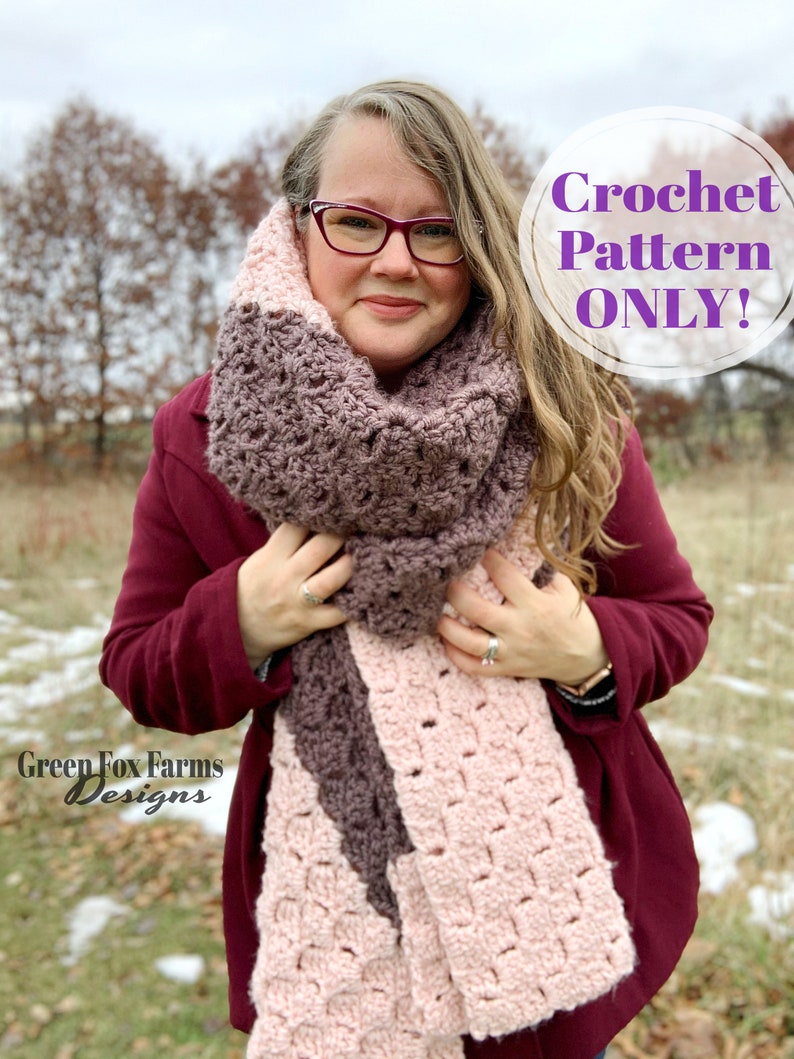 Oversized Scarves Crochet Pattern, Womens Winter Scarf, Chunky Crochet Scarf, Super Long Scarves Winter Accessories Digital Download image 7