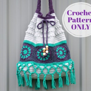 Boho Crossbody Bag Crochet Pattern, Hippie Summer Purse, Crochet Hobo Handbag, Shoulder Bag Pattern, Digital Download ONLY