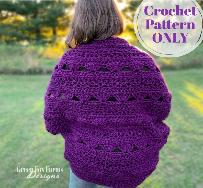 Cocoon Cardigan Crochet Pattern, Oversized Sweater, Chunky Cardigan, Size Inclusive Digital Download Sizes Small to XL 2XL 3XL 4XL 5XL image 6