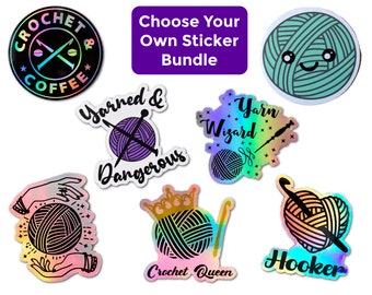 PERSONALIZED Yarn Sticker Bundle for Yarn Lover Gift & Crochet or Knitter Gifts. Choose your own decal set
