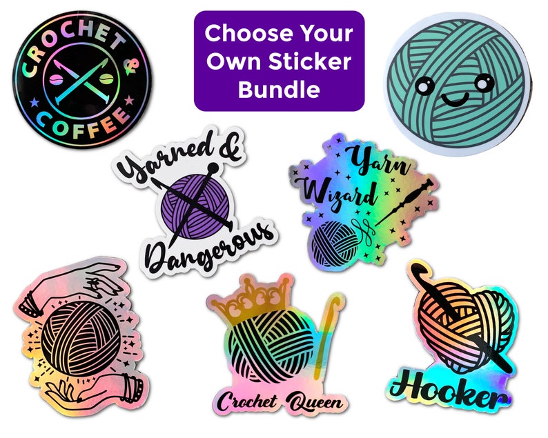 PERSONALIZED Yarn Sticker Bundle for Yarn Lover Gift & Crochet or Knitter Gifts. Choose your own decal set Bild 1