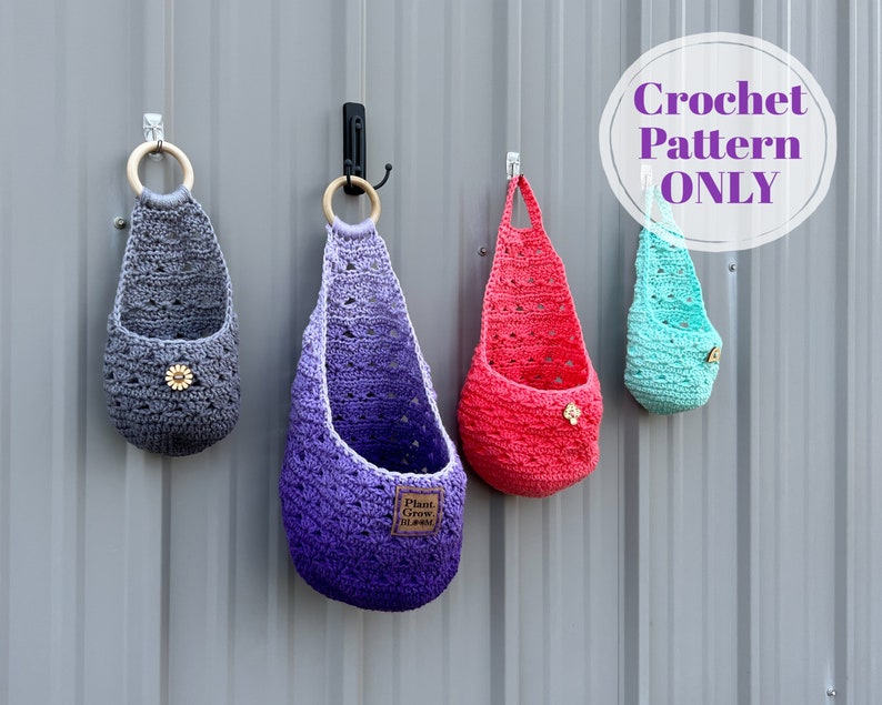 Farmhouse Baskets Pattern Crochet Hanging Storage Baskets Etsy
