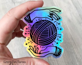 Yarn Magic Sticker, Holographic Decal, Knitting Sticker, Cute Yarn Decals, Aesthetic Sticker, Crochet Vinyl Decal