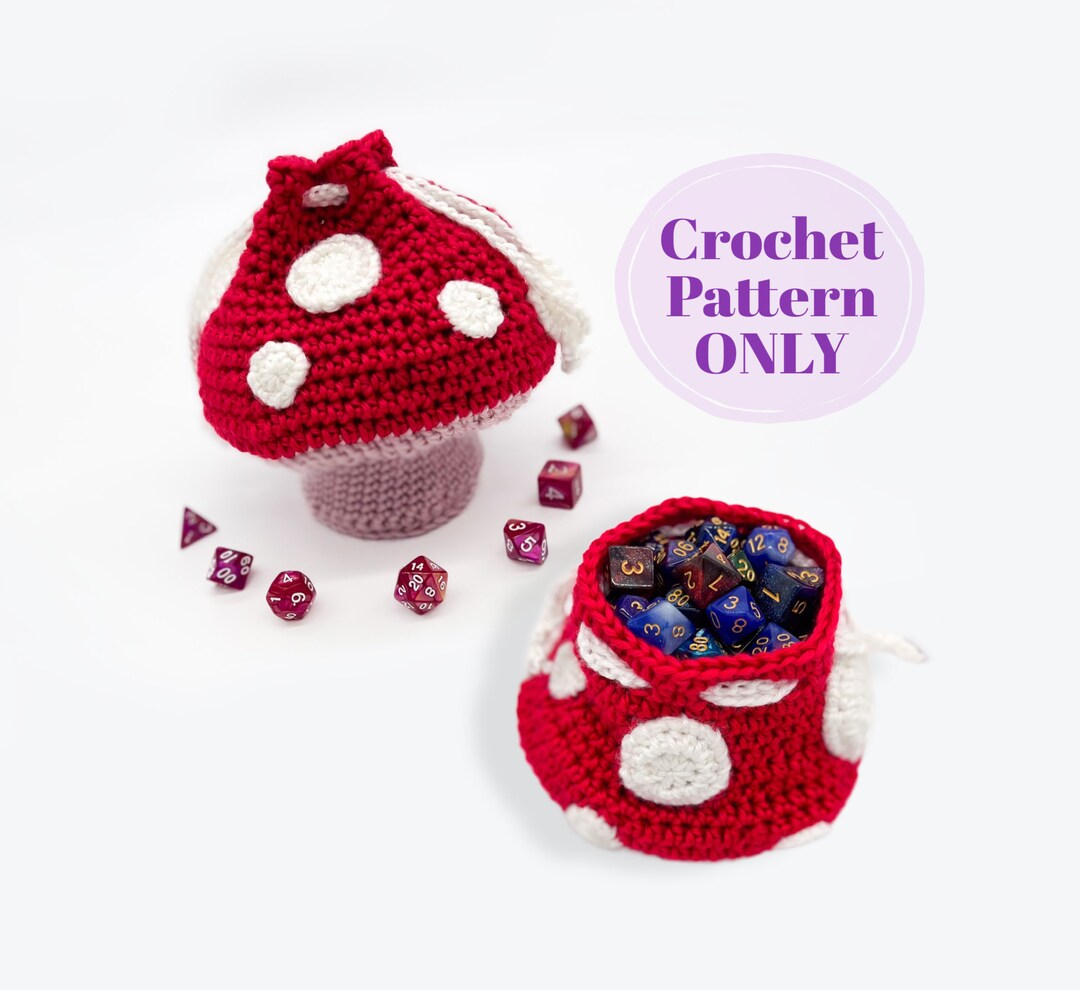 Mushroom Dice Bag Crochet Pattern, Dnd Dice Pouch, Cottagecore Fantasy