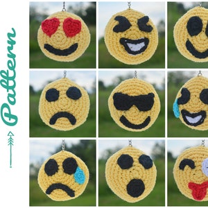 Crochet Pattern, Emoji, Amigurumi Keychain, Emoji Keychain, Crochet Toy, Amigurumi Pattern, Emoji Birthday, Birthday Gift, Instant Download