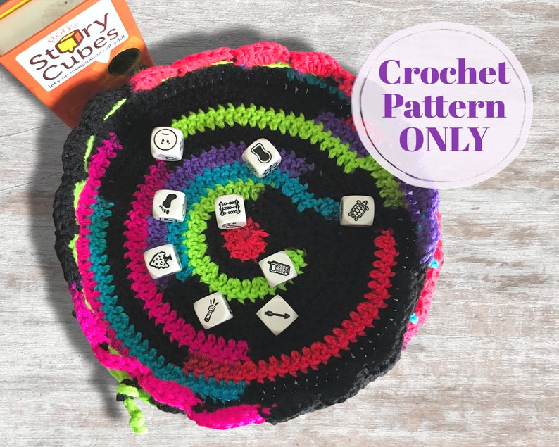 Crochet Dice Bag Pattern, D&D Dice Bag and Rolling Tray with 2 Sizes, RPG Dice Bag of Holding Pattern Digital Download ONLY image 10