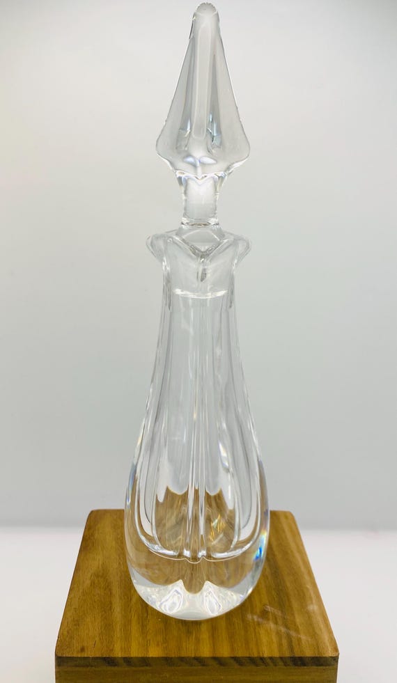 Vintage/antique Daum Crystal Glass French Perfume Bottle - scent decanter, bath oil bottle