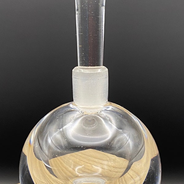 Orrefors clear glass perfume bottle 1960s, mid century crystal Swedish perfume bottle