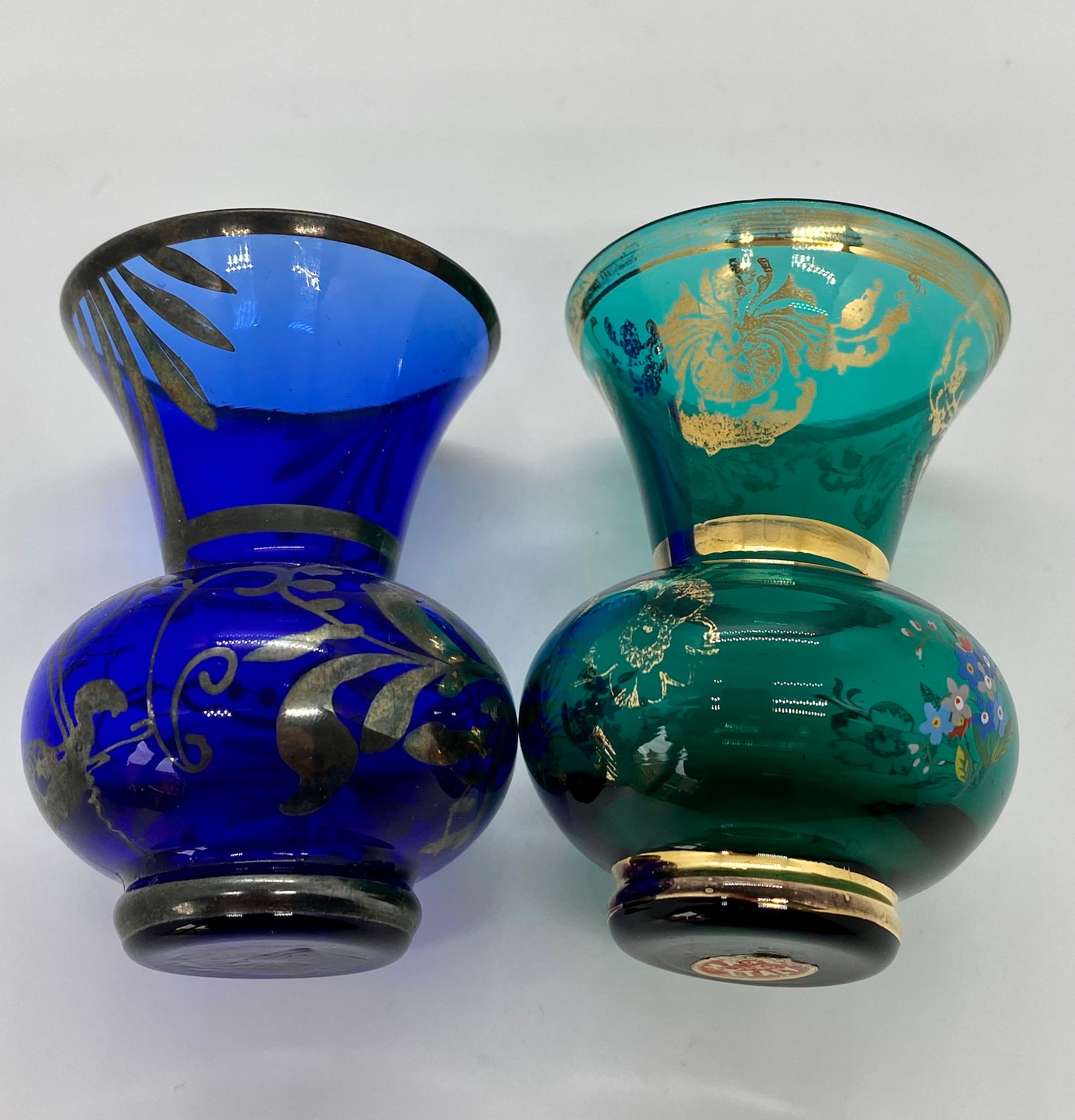 Pair of vintage glass vases vintage Italian blue and Etsy