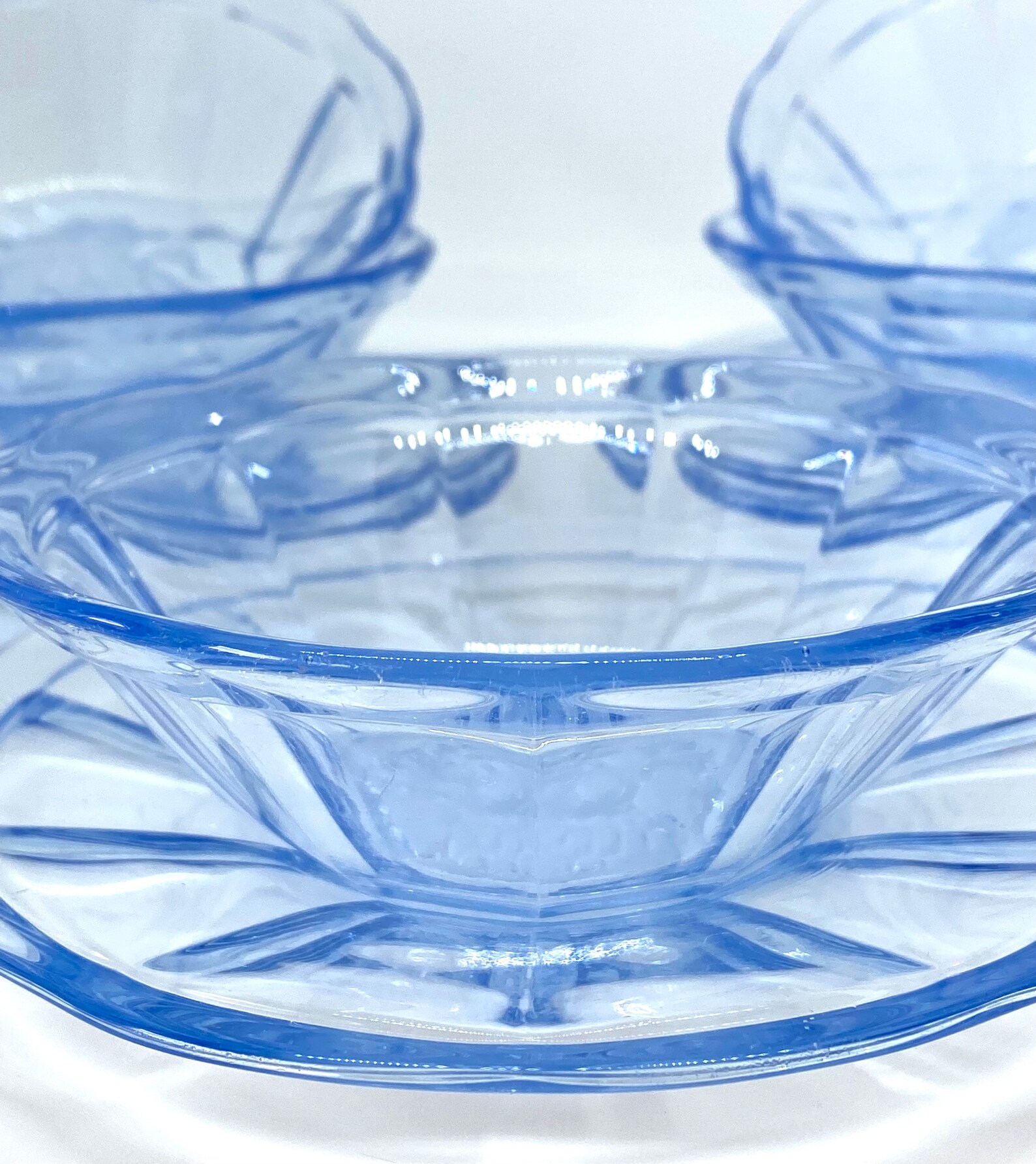 Vintage blue glass dessert bowl set vintage glass fruit Etsy