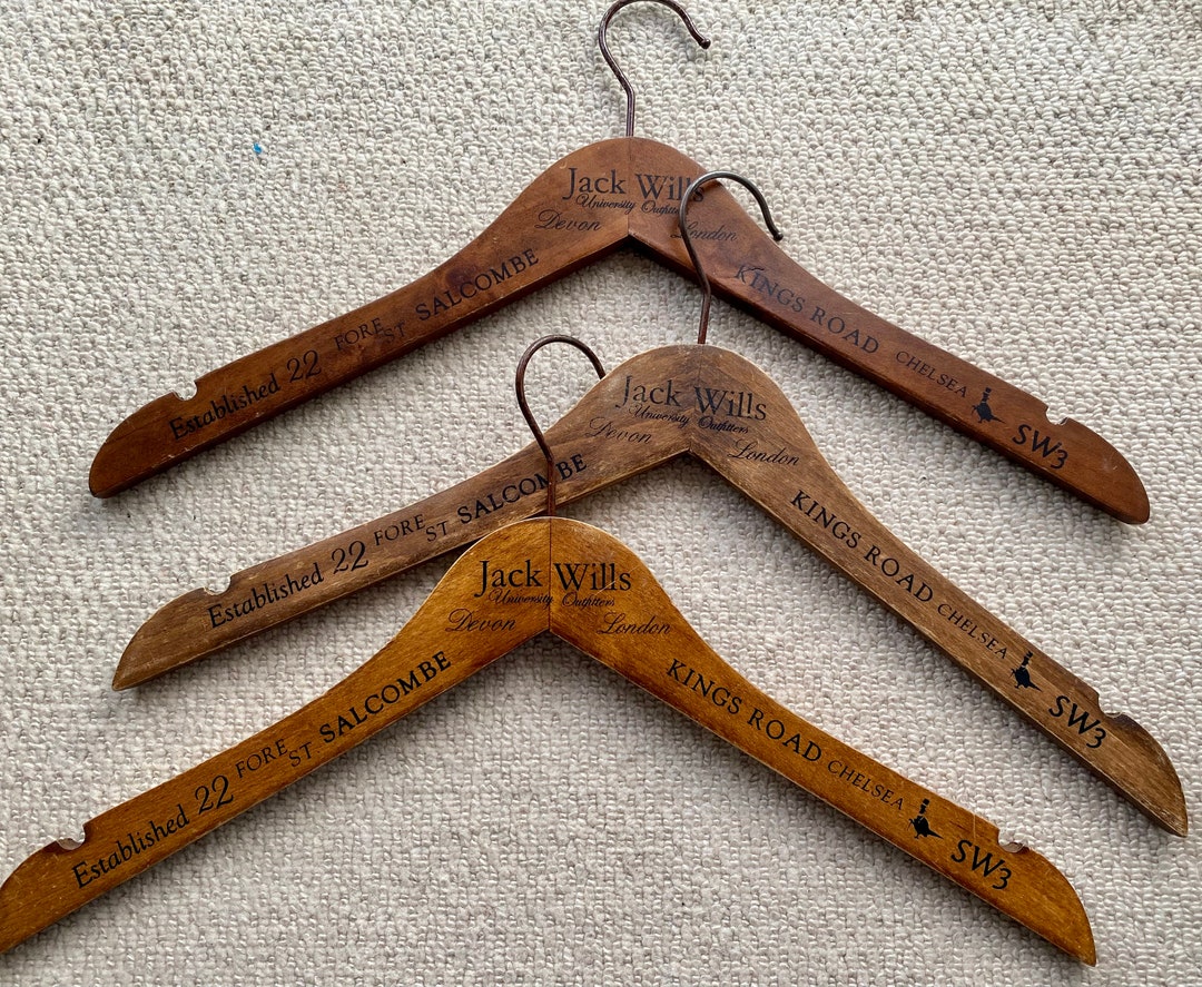 Vintage Wooden Coat Hangers 3 Jack Wills Coat Hangers Etsy