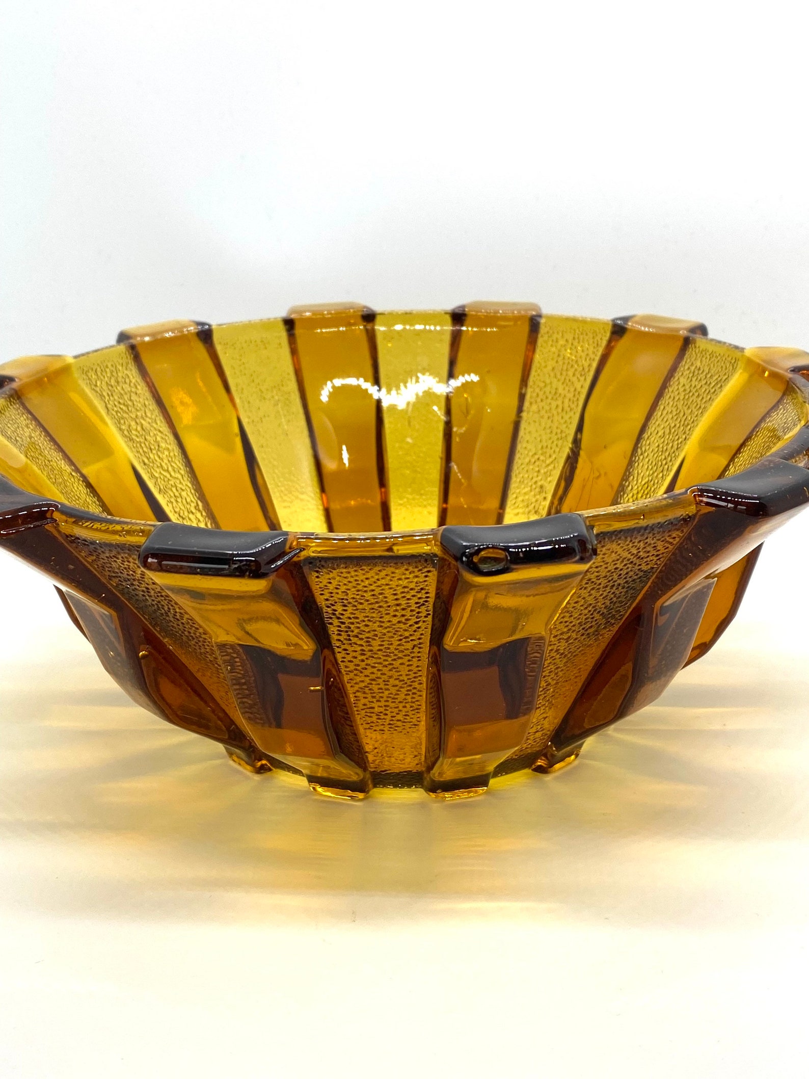 Stolzle Amber glass bowl Sunray bowl glass fruit bowl Etsy