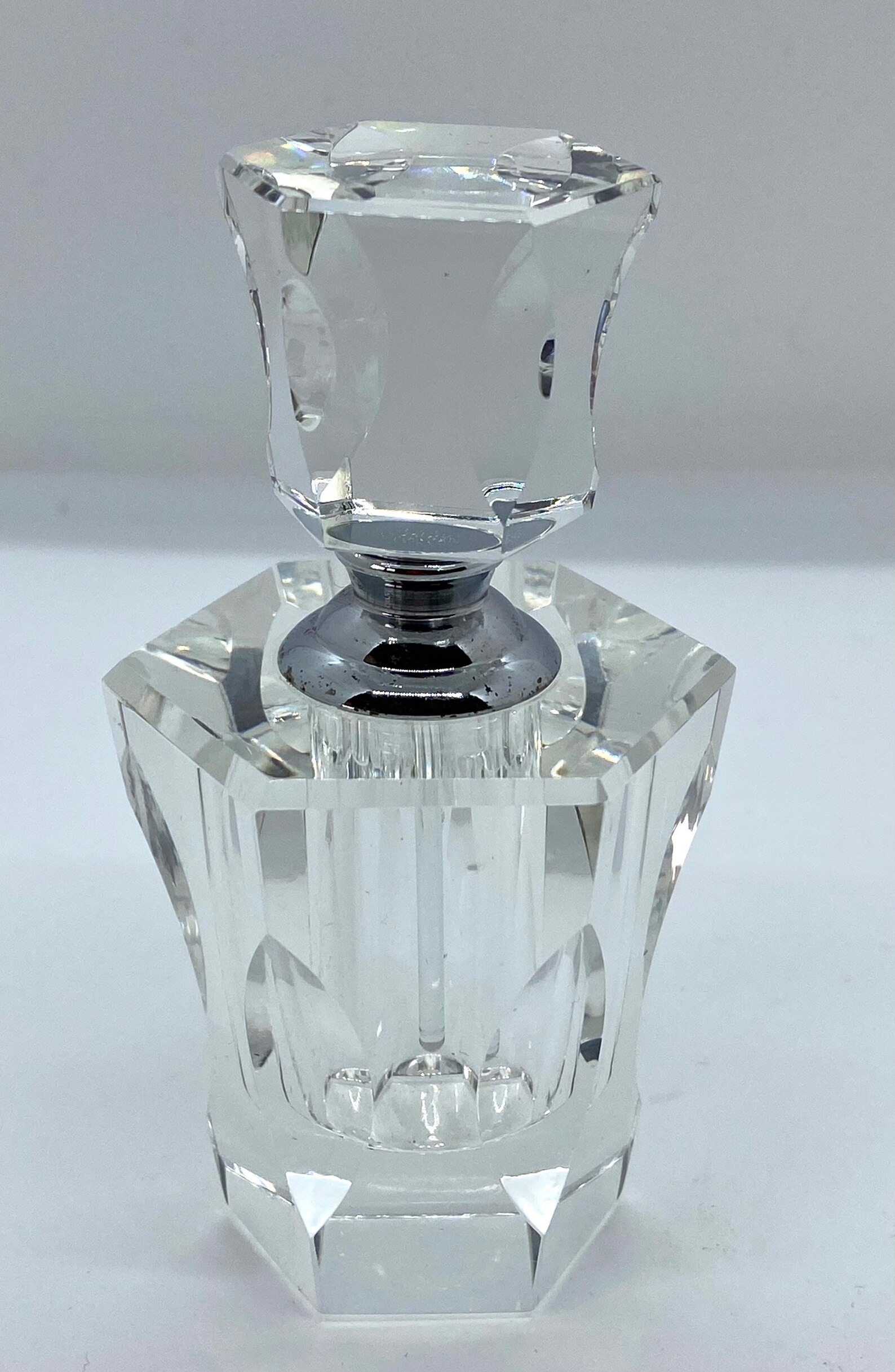Vintage cut glass perfume bottle with stopper Etsy