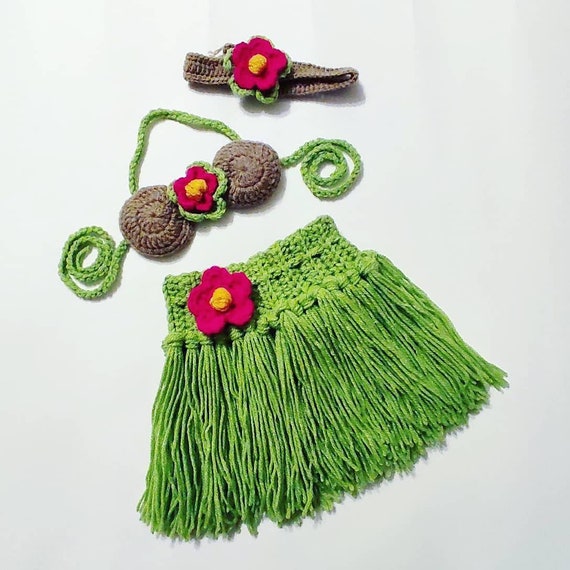 Baby Photo Prop Grass Skirt Hawaiian Hula Dance Inspired Costume First  Birthday Hula Skirt Baby Costume Baby Hula 