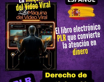 May include: A digital graphic promoting a book titled "La Máquina del Video Viral" in Spanish. The image features a person in front of a digital interface, with text that reads "El libro electrónico PLR que convierte la atención en dinero."