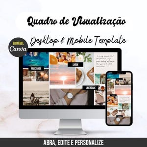 2025 Vision Board - Law of Attraction - Editable Canva - With video tutorial for customization In Portuguese