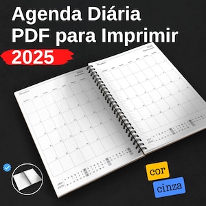 Agenda 2025 diária em PDF para imprimir | Agenda arquivo digital em português | Planner Agenda | 2025 Agendas