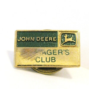 John Deere Employee Dealer Manager&#39;s Club Hat Lapel Pin Tie Tac jd 1968 Trademark Logo  Brass & Enamel