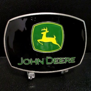 John Deere 2000 Leaping Deere Historical Trademark Logo Belt Buckle Spec Cast Pewter & Enamel jd collectible BRAND NEW!