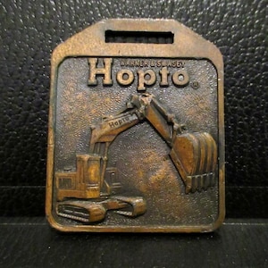 Vintage Warner & Swasey WS HOPTO Hydraulic Excavator Trackhoe Copper Collectible Pocket Watch Fob Construction Equipment Advertising Promo