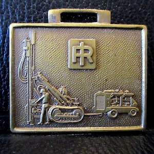 Ingersoll Rand Equipment Corporation Rock Drill & Air Compressor Advertising Promo Double-Sided Brass Pocket Watch Fob IR Trademark Logo
