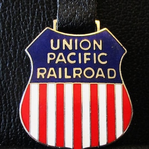 Union Pacific UPR RR Railroad Railway Train Pocket Watch Fob Collectible Metal & Enamel  A Classic Issue Advertising Promo Collectible