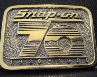 Snap-on Tools 70th Anniversary Belt Buckle 1920 - 1990 Solid Brass