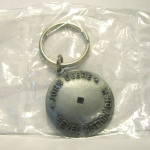 Vintage John Deere 1979 Level Action Figural Disk Laredo Texas Collectible Pewter Keychain JD TX  Tillage Equipment Disc Plate