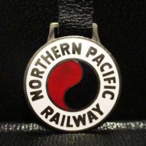 Northern Pacific NP Railway Railroad RR Trademark Logo Pocket Watch Fob Silver Back Collectible Metal & Enamel  A Classic Issue