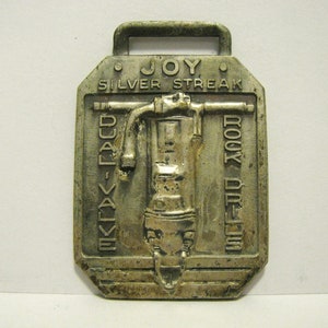 Joy Silver Silver Streak Dual Valve Rock Drill Advertising Promo Metal Pocket Watch Fob Construction Collectible