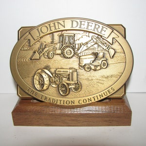 John Deere 310 Backhoe Loader, BI Tractor and  LX188 Lawn Garden Tractor 1998 Brass Calendar Medallion jd Collector&#39;s Item Mfg by Promac Inc
