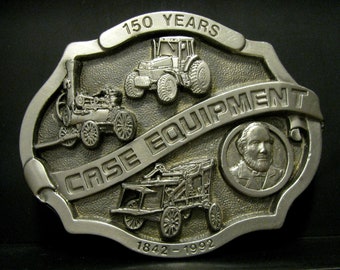 Case Equipment Steam Engine Thresher Tractor Wagon Pewter Belt Buckle Limited Edition 150th Anniversary 1842-1992 Case International IH 0880