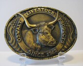 Oswalt Livestock Products Texas Longhorn Cow Cattle Brass Belt Buckle Limited Edition 731 1000 Grain Feed Mixing Equipment