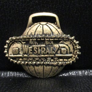 WesTrac Company Crawler Excavator Crane Track Vintage Pocket Watch Fob Construction Equipment Advertising Promo Hardings Inc. Lowell Indiana