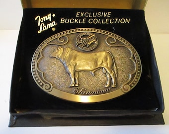 Tony Lama CHIANINA Stier Kuhvater Massivem Messing Gürtelschnalle Rinderrasse Serie ERSTE Ausgabe Die Carcus Breed